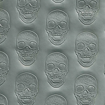 Skull, silver - Faux leather, embossed