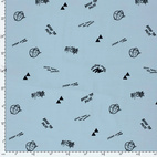 Letters, Baby Blue - Trikåtyg