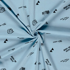 Letters, Baby Blue - Trikåtyg