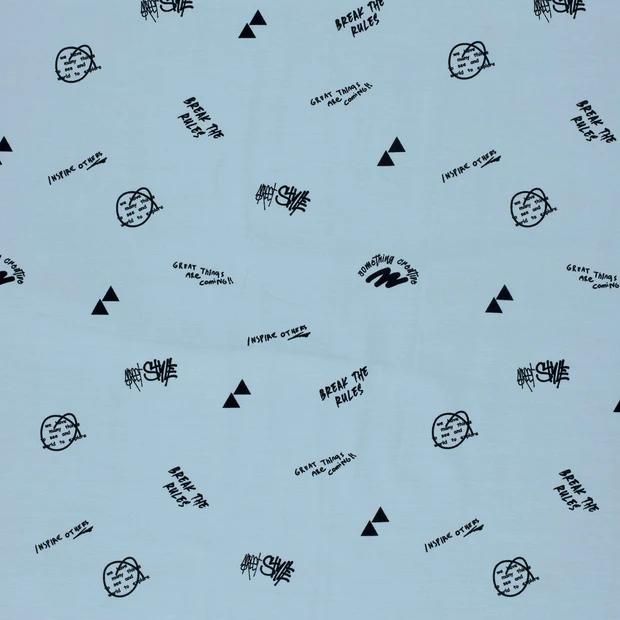 Letters, Baby Blue - Trikåtyg