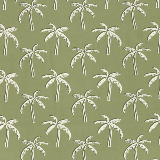 Palmtrees, Olive Green - Trikåtyg