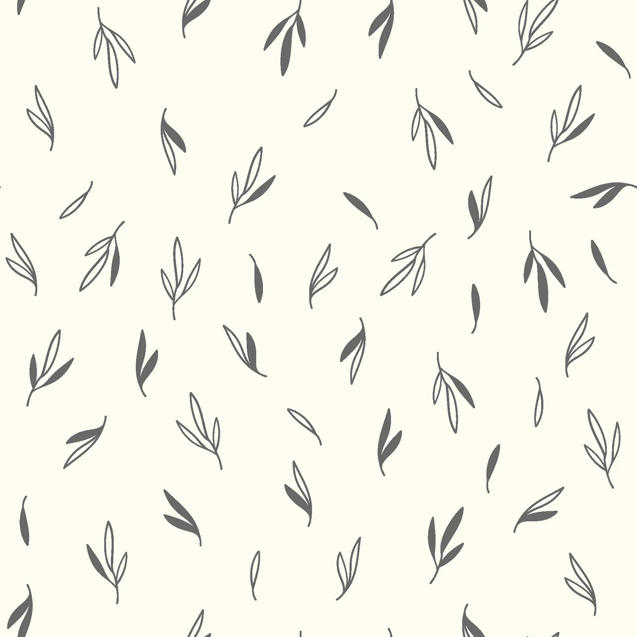 Leaves, Off White - Trikåtyg