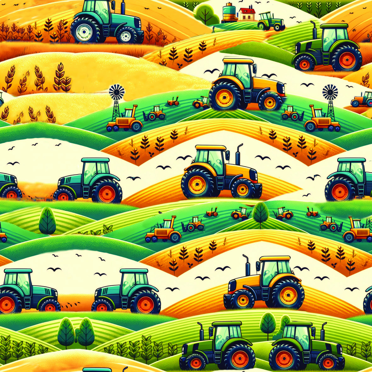Traktorkullar grön - Trikåtyg