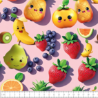 Happy fruits pink - Jersey fabric