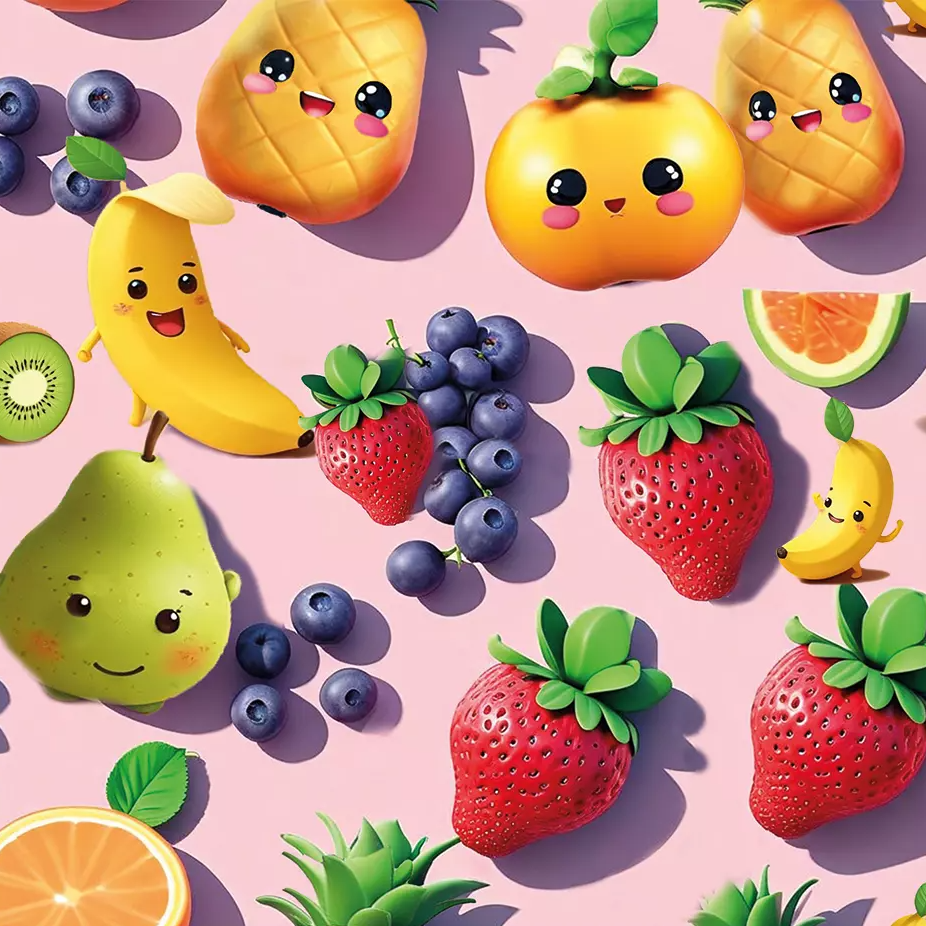 Happy fruits pink - Jersey fabric
