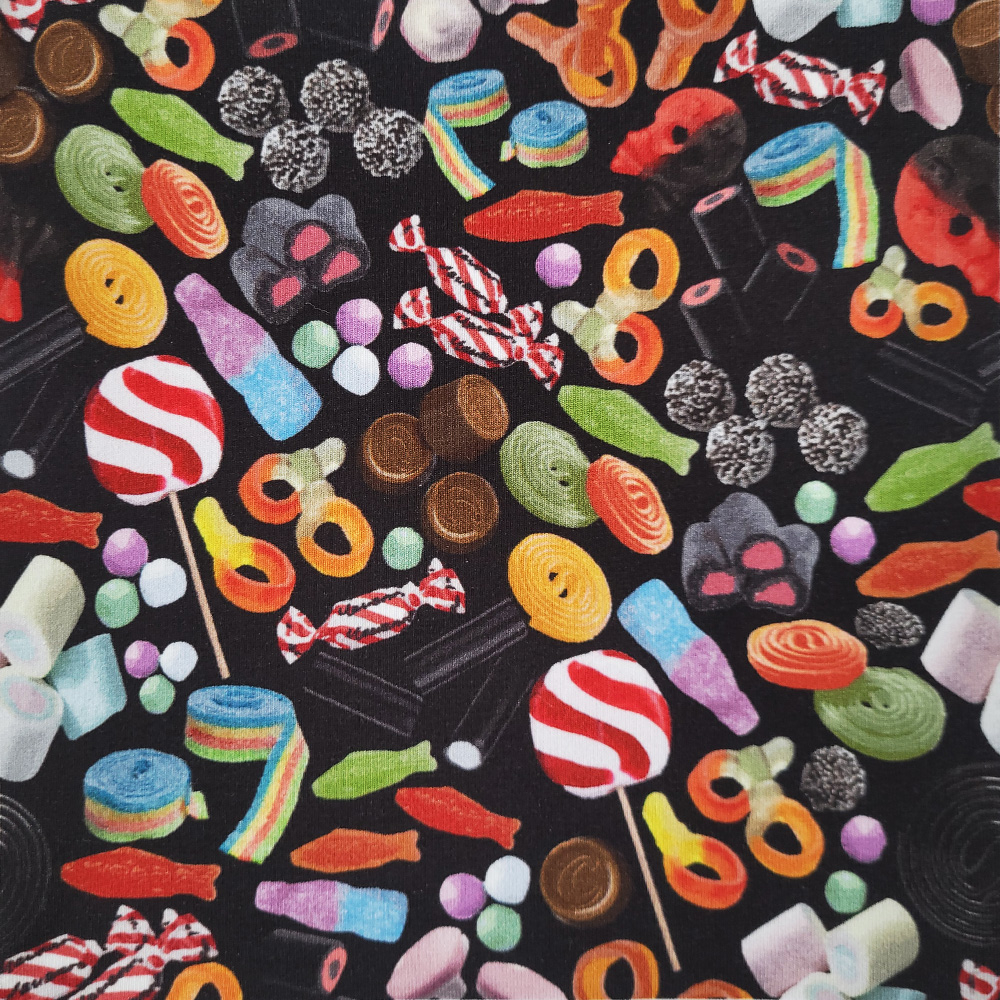 Smågodis svart - Trikåtyg