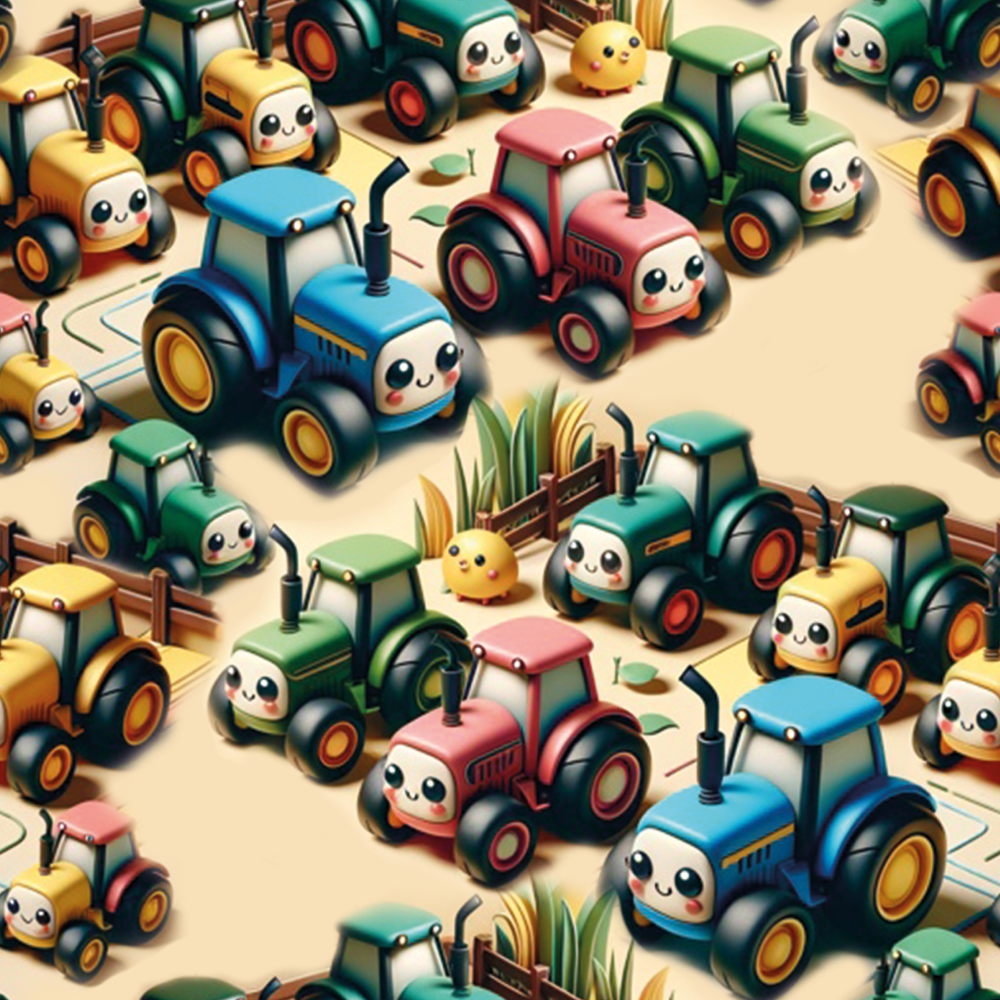 Söta traktorer - Trikåtyg