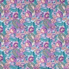 Lila turkosa blommor - Trikåtyg