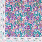 Lila turkosa blommor - Trikåtyg