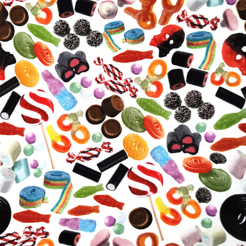 Smågodis vit - Trikåtyg