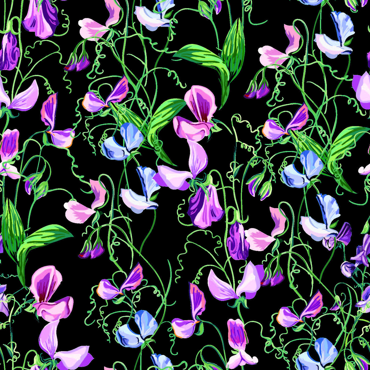 Sweat pea svart - Trikåtyg