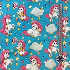 Unicorn Party Blå - Trikåtyg