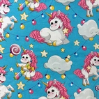 Unicorn Party Blå - Trikåtyg