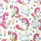 Unicorn Party White - Jersey fabric