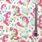 Unicorn Party White - Jersey fabric