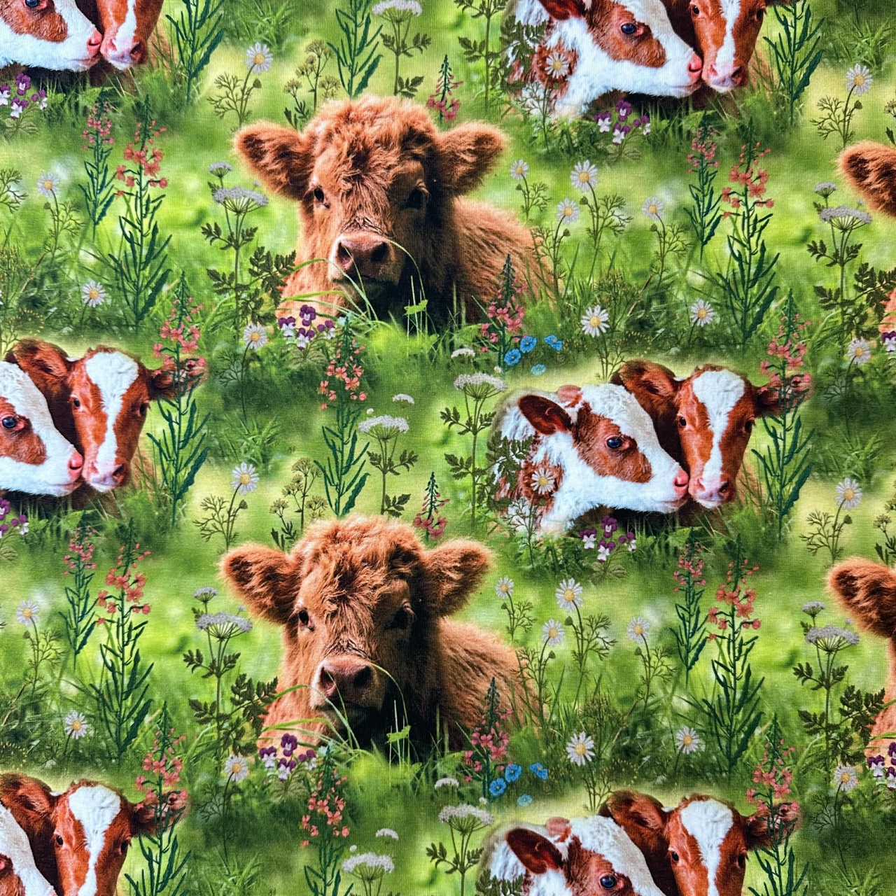 Kalvar På Ängen - Trikåtyg