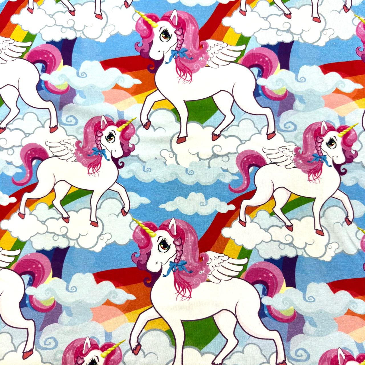 Enhörning på moln - Trikåtyg