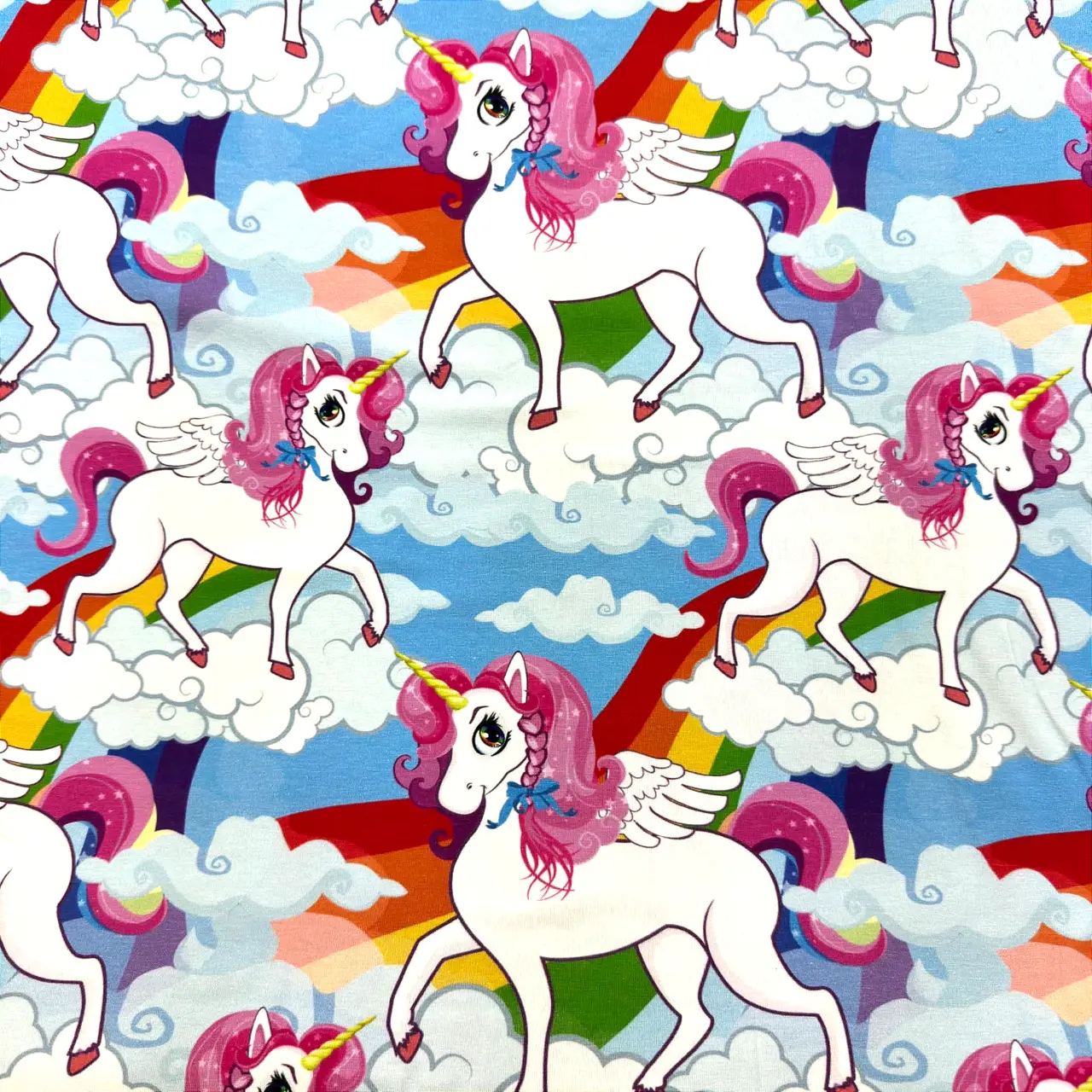 Enhörning på moln - Trikåtyg