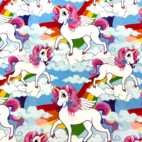 Enhörning på moln - Trikåtyg