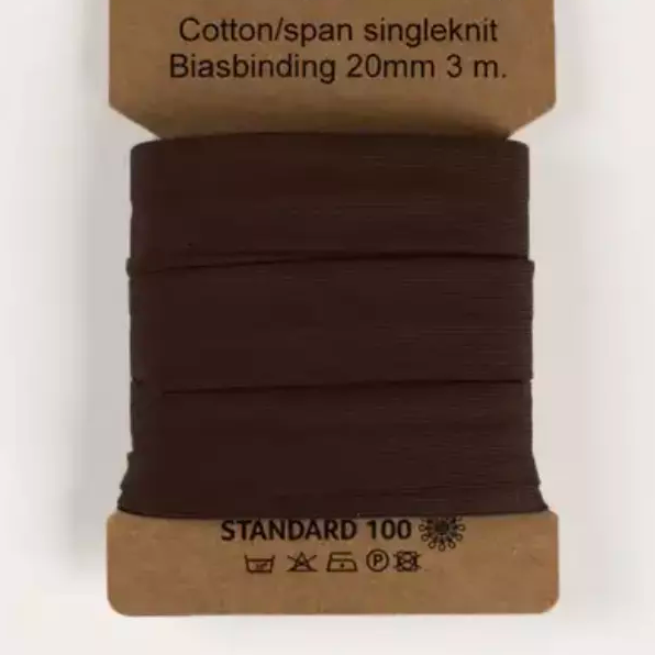 580 | Dark Brown - trikåkantband, färdigvikt