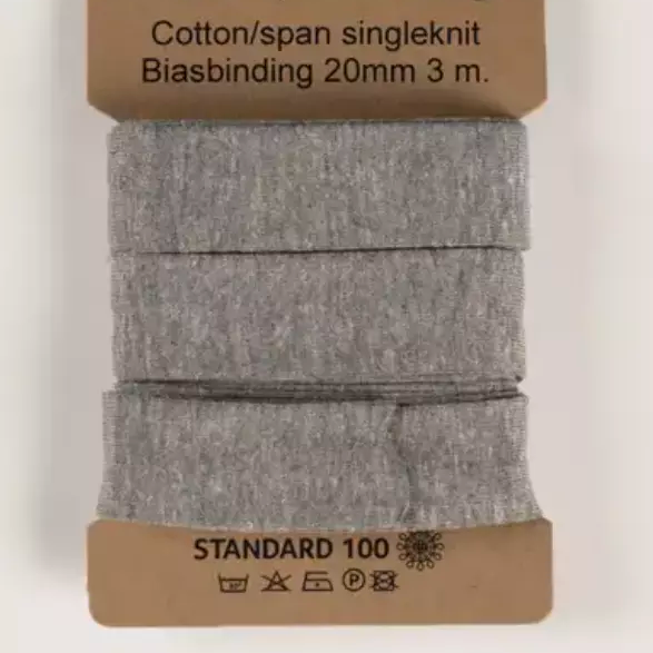 651 | LT grey melange - trikåkantband, färdigvikt