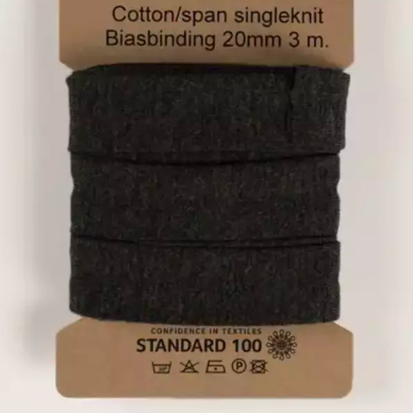 671 | DK grey melange - trikåkantband, färdigvikt
