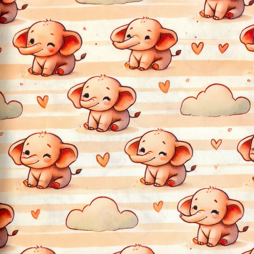 Soft And Sweet Elefant - bomullspoplin