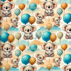 Balloon And Koala - bomullspoplin