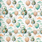 Balloon And Turtle - bomullspoplin