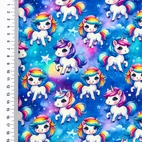 Unicorn Rainbow, Blue - bomullspoplin