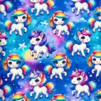 Unicorn Rainbow, Blue - bomullspoplin