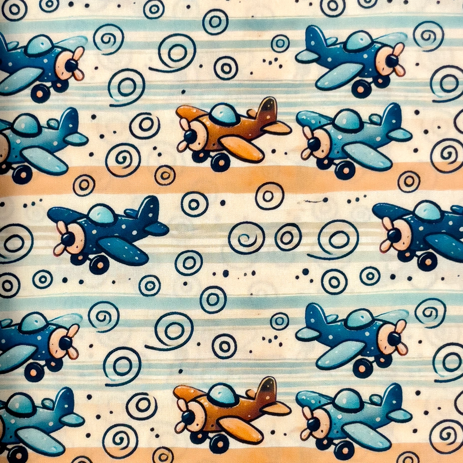 Travel The World, Airplanes - cotton poplin