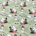 Rosenträdgård, grön - Moomin | Vävt tyg
