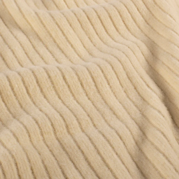 Beige - Borstad ribb