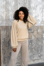 Beige - Borstad ribb