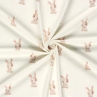 Cute Rabbits, Off White - Trikåtyg