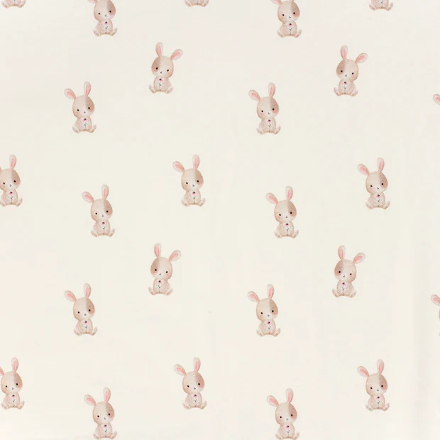 Cute Rabbits, Off White - Trikåtyg