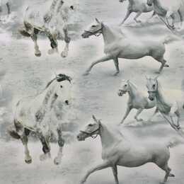 Vita hästar Trikåtyg