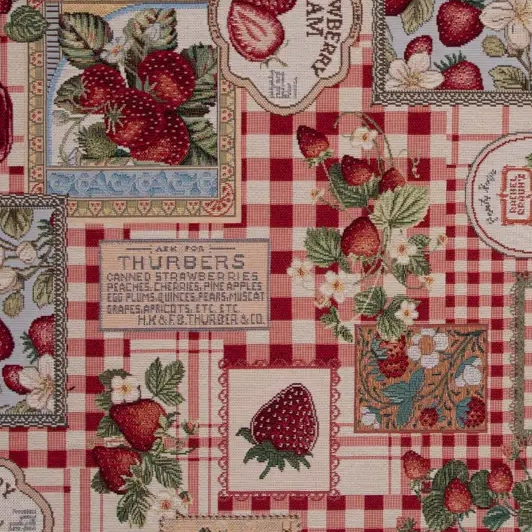 Gobeläng tyg - Strawberry Jam Check