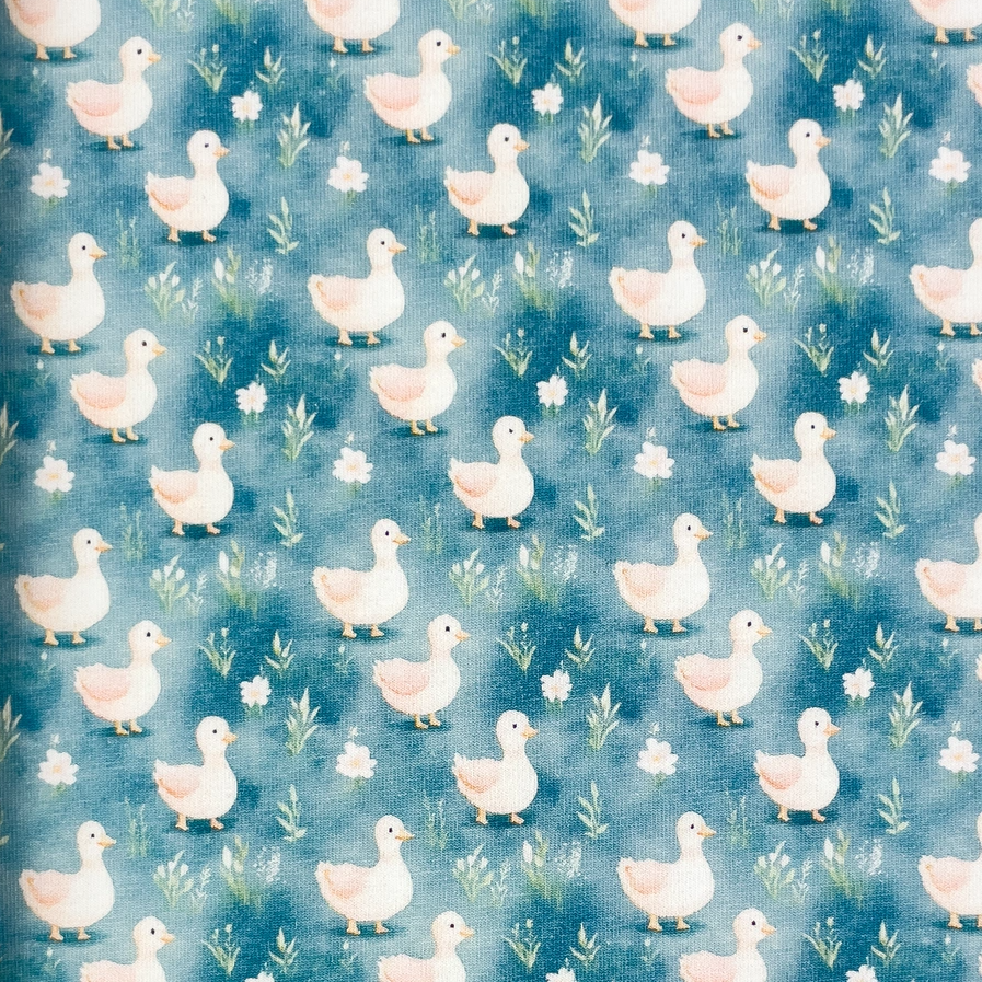 Duckies Blue - Trikåtyg