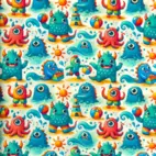 Vacation Monster - bomullspoplin