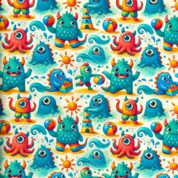 Vacation Monster - bomullspoplin