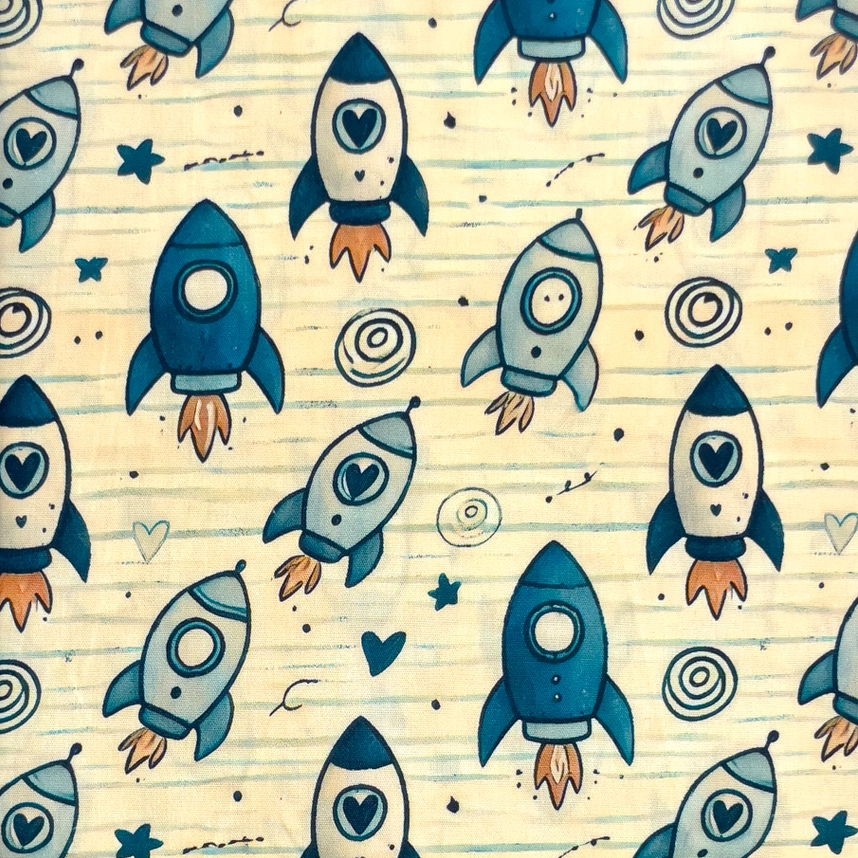 Travel The Space - bomullspoplin