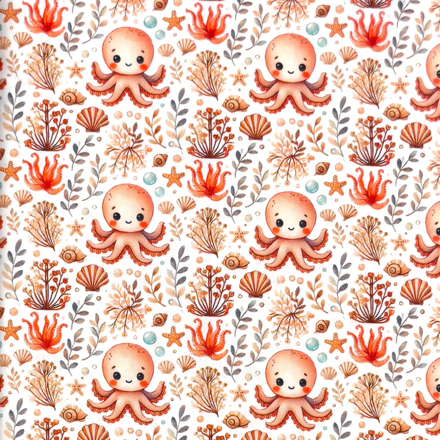 Funny Octopus - bomullspoplin