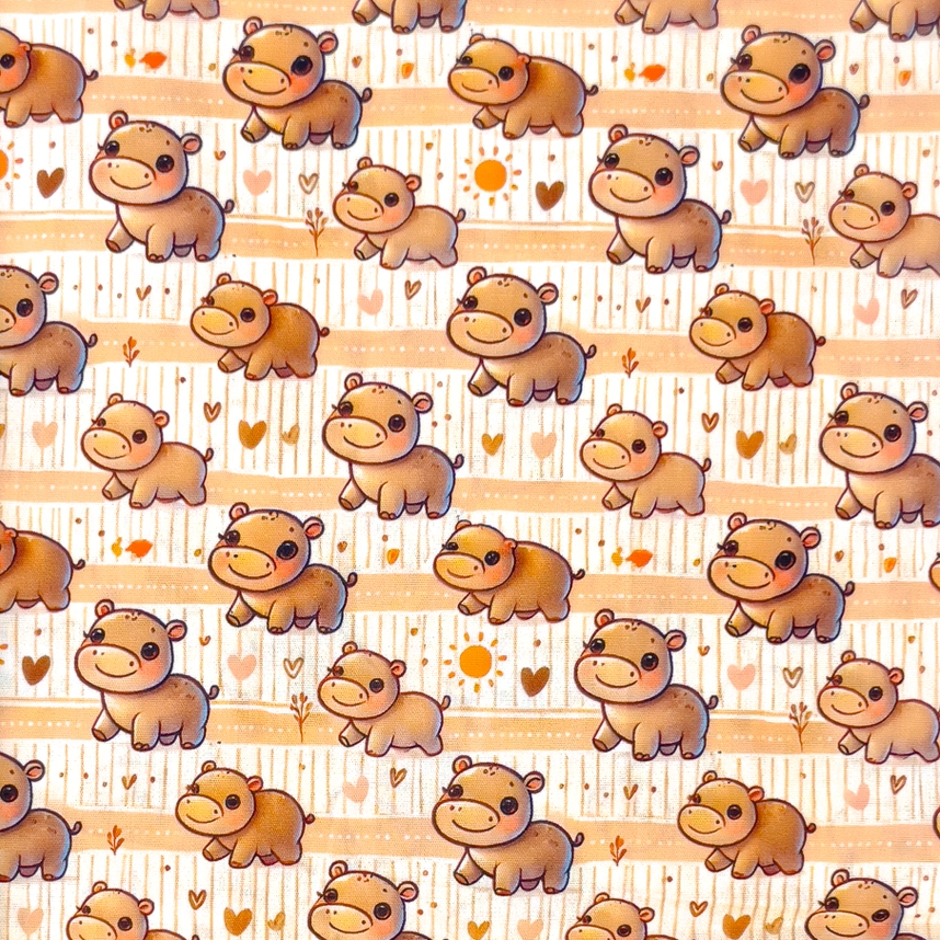 Cute Hippo - bomullspoplin