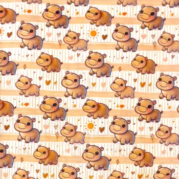 Cute Hippo - bomullspoplin