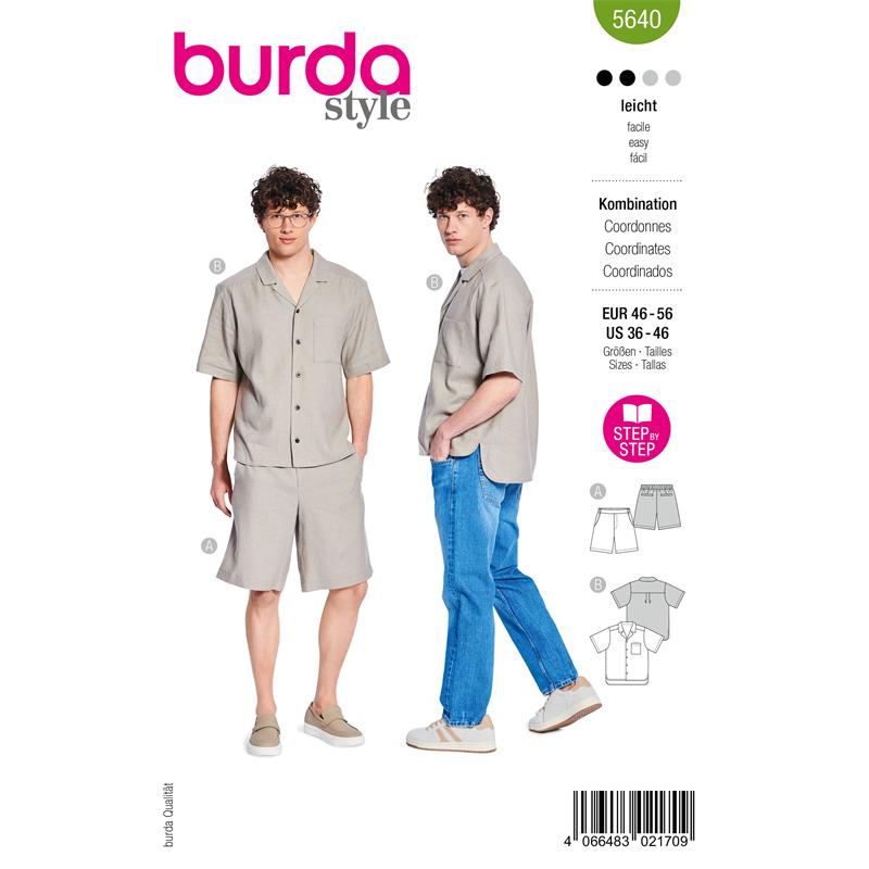Burda. 5640 - Shorts och skjorta herr (46-56)