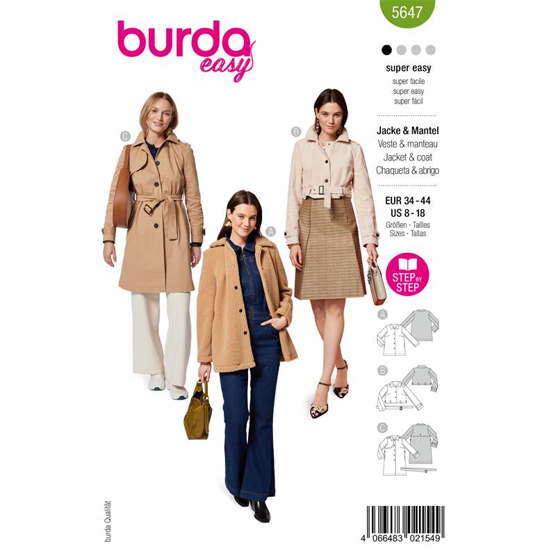 Burda. 5647 - Jacka och kappa dam (34-44)