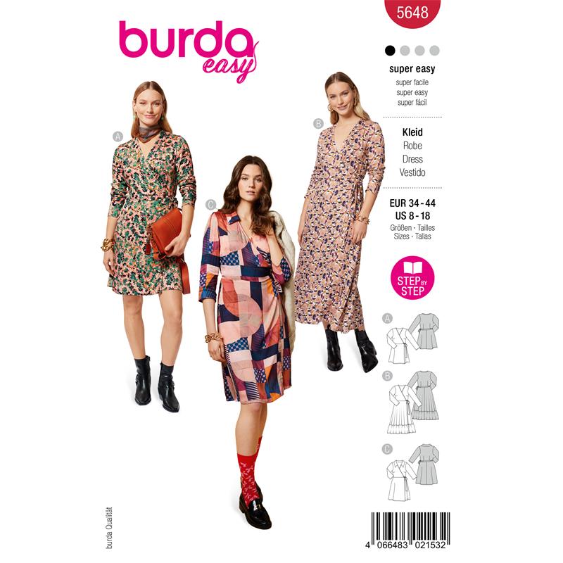Burda. 5648 - Omlottklänning dam (34-44)