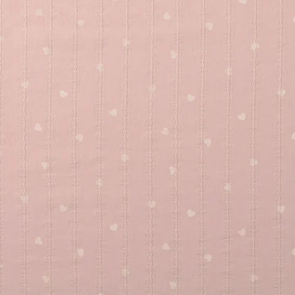 Voile - Hjärtan, blek rosa